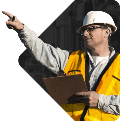 Safety professional pointing